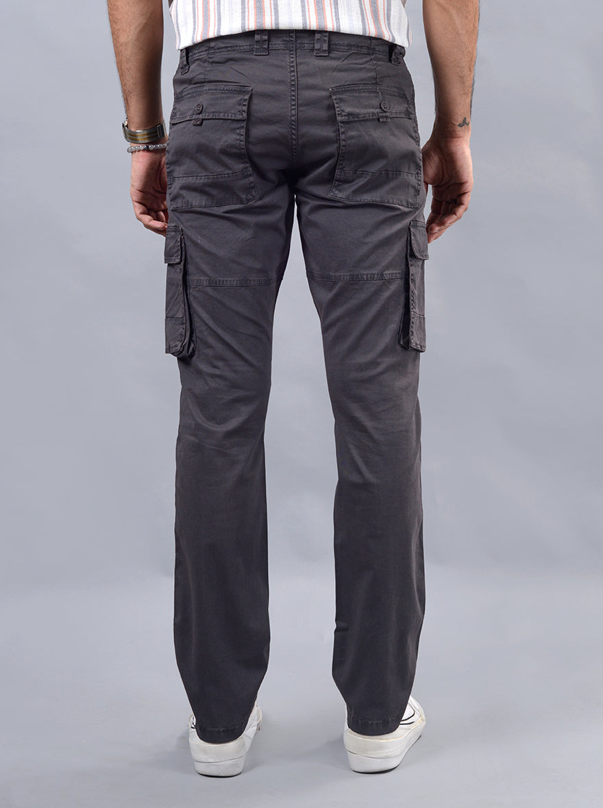 Dark Grey Solid Slim Fit Cargo Pant | JadeBlue