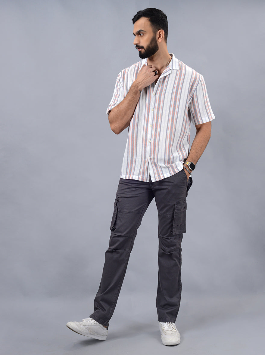 Dark Grey Solid Slim Fit Cargo Pant | JadeBlue
