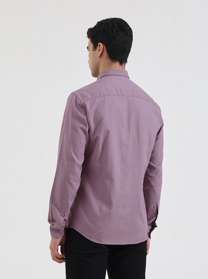 Purple Solid Tailored Fit Semi Casual Shirt | JadeBlue