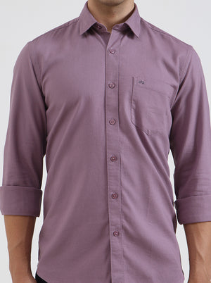 Purple Solid Tailored Fit Semi Casual Shirt | JadeBlue