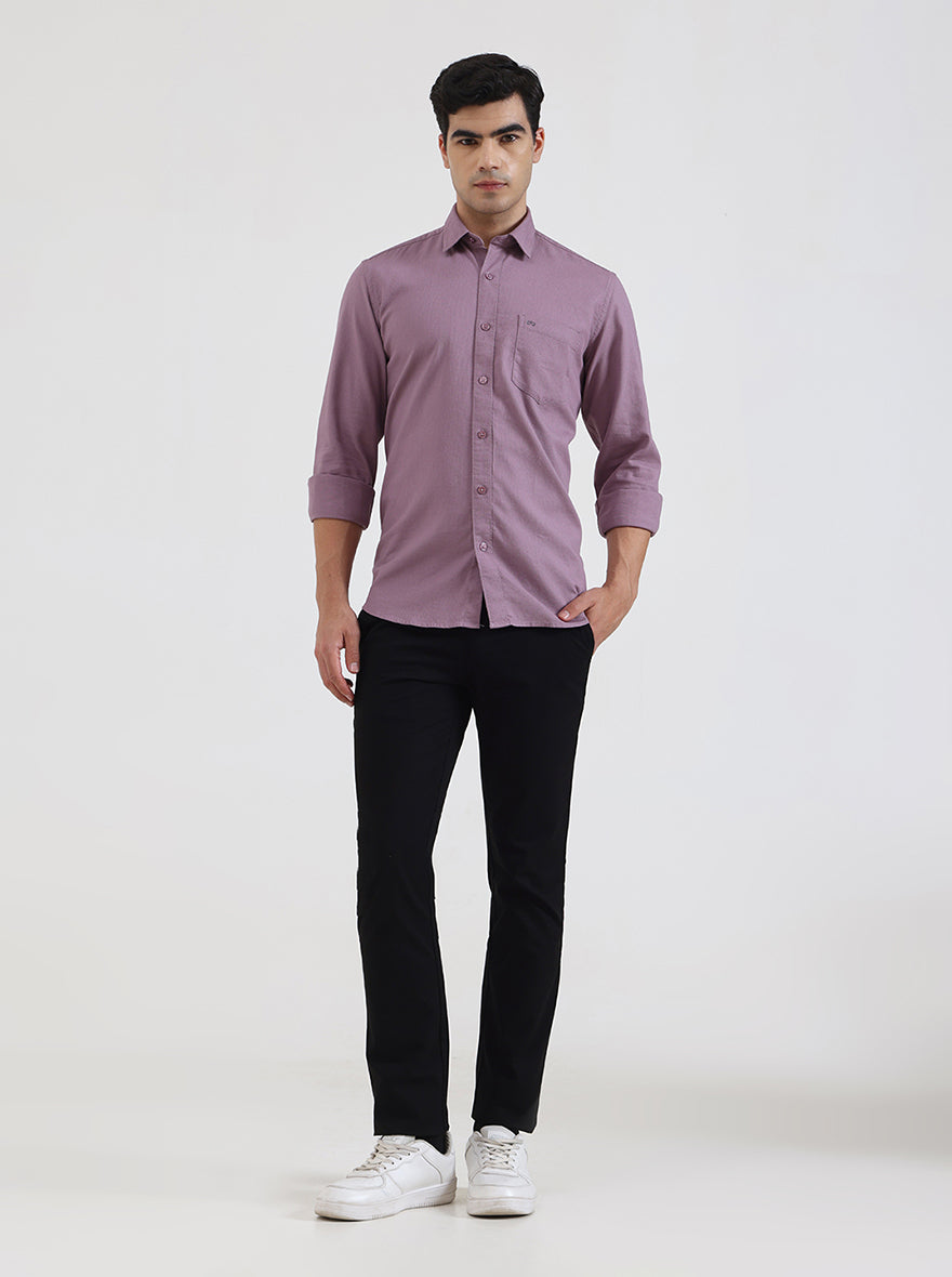 Purple Solid Tailored Fit Semi Casual Shirt | JadeBlue