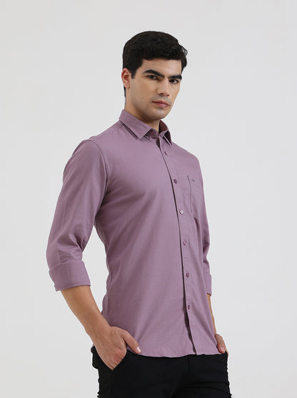 Purple Solid Tailored Fit Semi Casual Shirt | JadeBlue