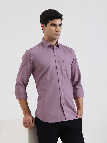 Purple Solid Tailored Fit Semi Casual Shirt | JadeBlue