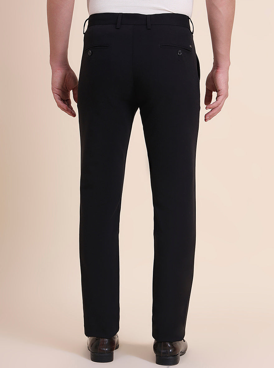 Black Solid Uno Fit Casual Trouser | JadeBlue