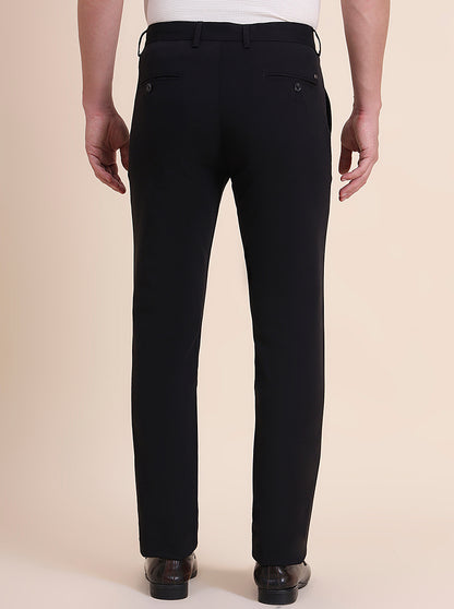 Black Solid Uno Fit Casual Trouser | JadeBlue
