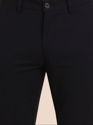 Black Solid Uno Fit Casual Trouser | JadeBlue