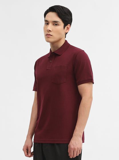 Wine Solid Slim Fit Polo T-Shirt | Greenfibre