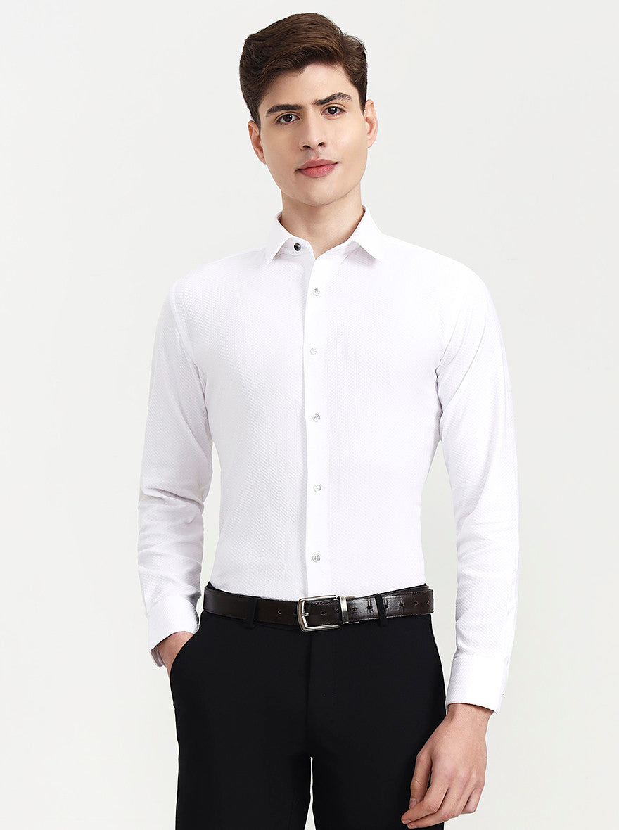 White Solid Slim Fit Party Wear Shirt | Wyre