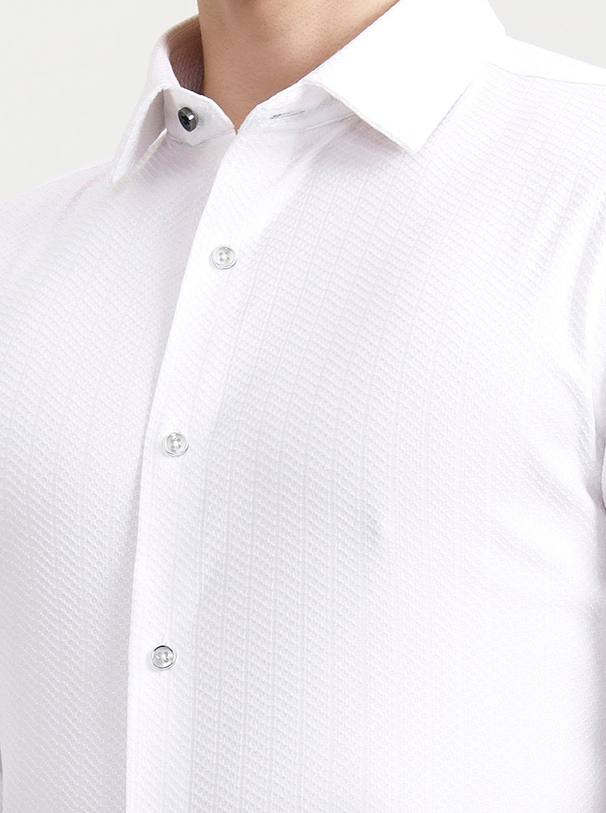 White Solid Slim Fit Party Wear Shirt | Wyre