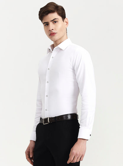White Solid Slim Fit Party Wear Shirt | Wyre