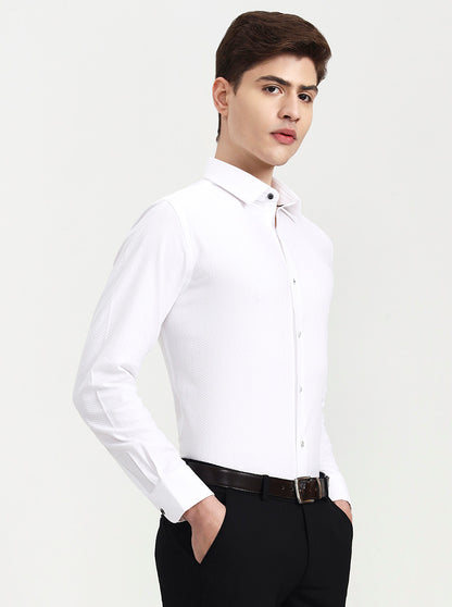 White Solid Slim Fit Party Wear Shirt | Wyre