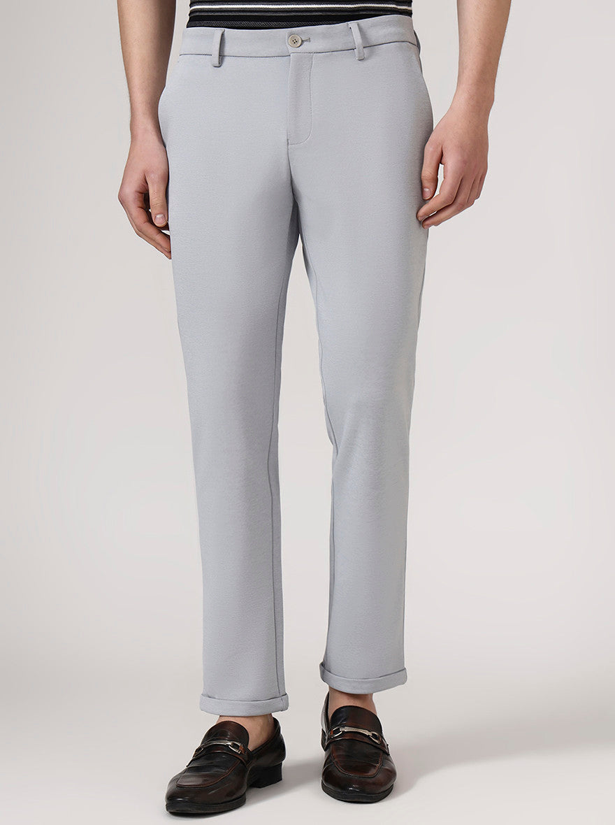 Grey Solid Venice Fit Casual Trouser | JadeBlue