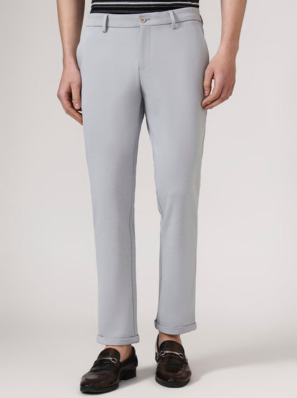 Grey Solid Venice Fit Casual Trouser | JadeBlue
