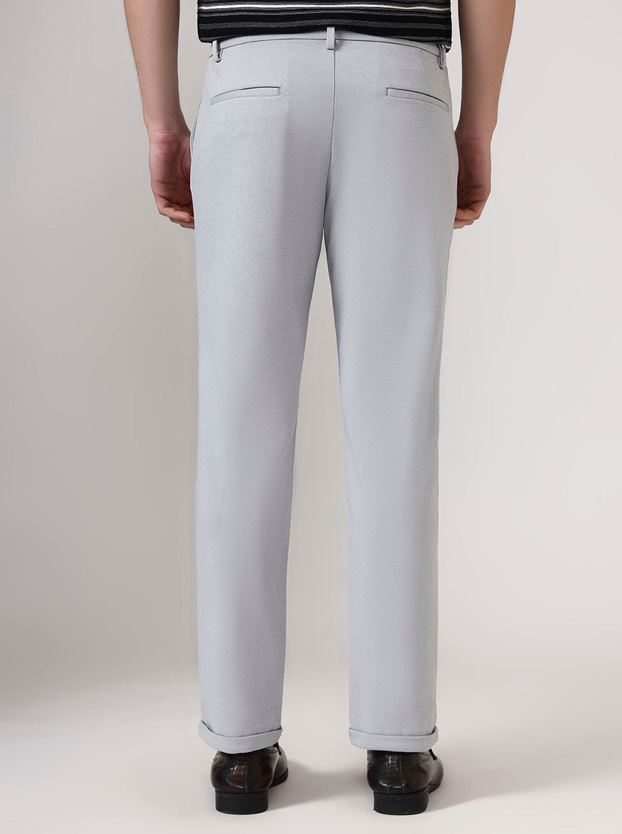 Grey Solid Venice Fit Casual Trouser | JadeBlue