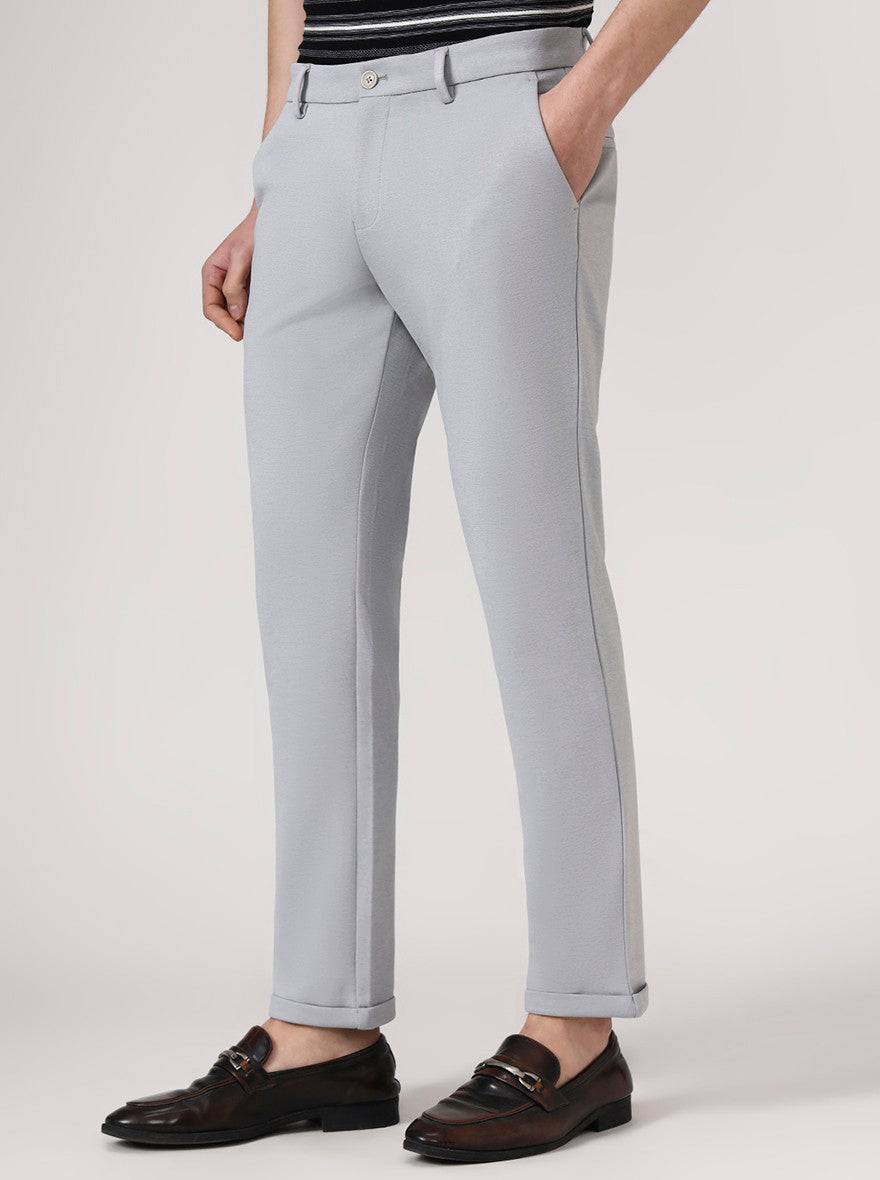Grey Solid Venice Fit Casual Trouser | JadeBlue
