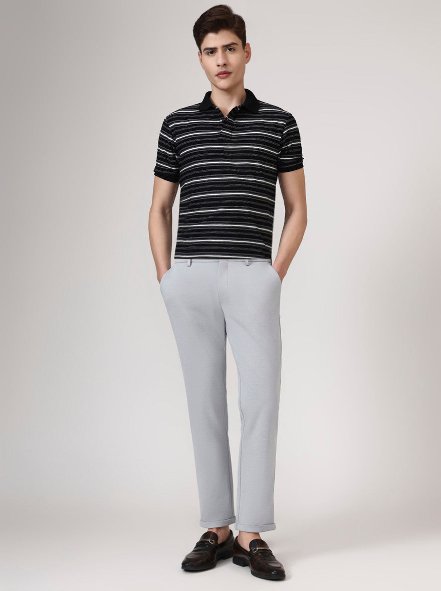Grey Solid Venice Fit Casual Trouser | JadeBlue