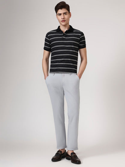 Grey Solid Venice Fit Casual Trouser | JadeBlue