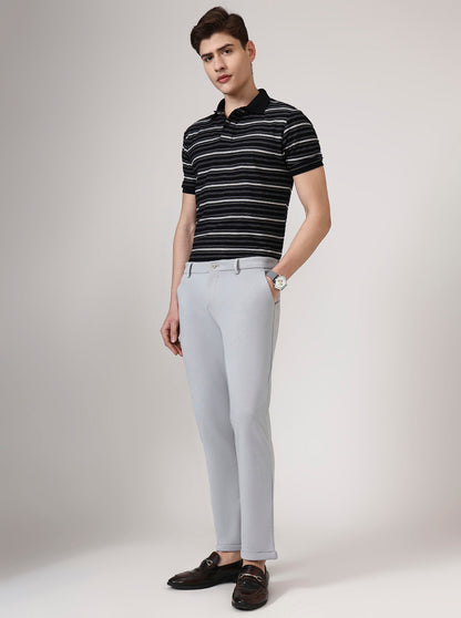 Grey Solid Venice Fit Casual Trouser | JadeBlue
