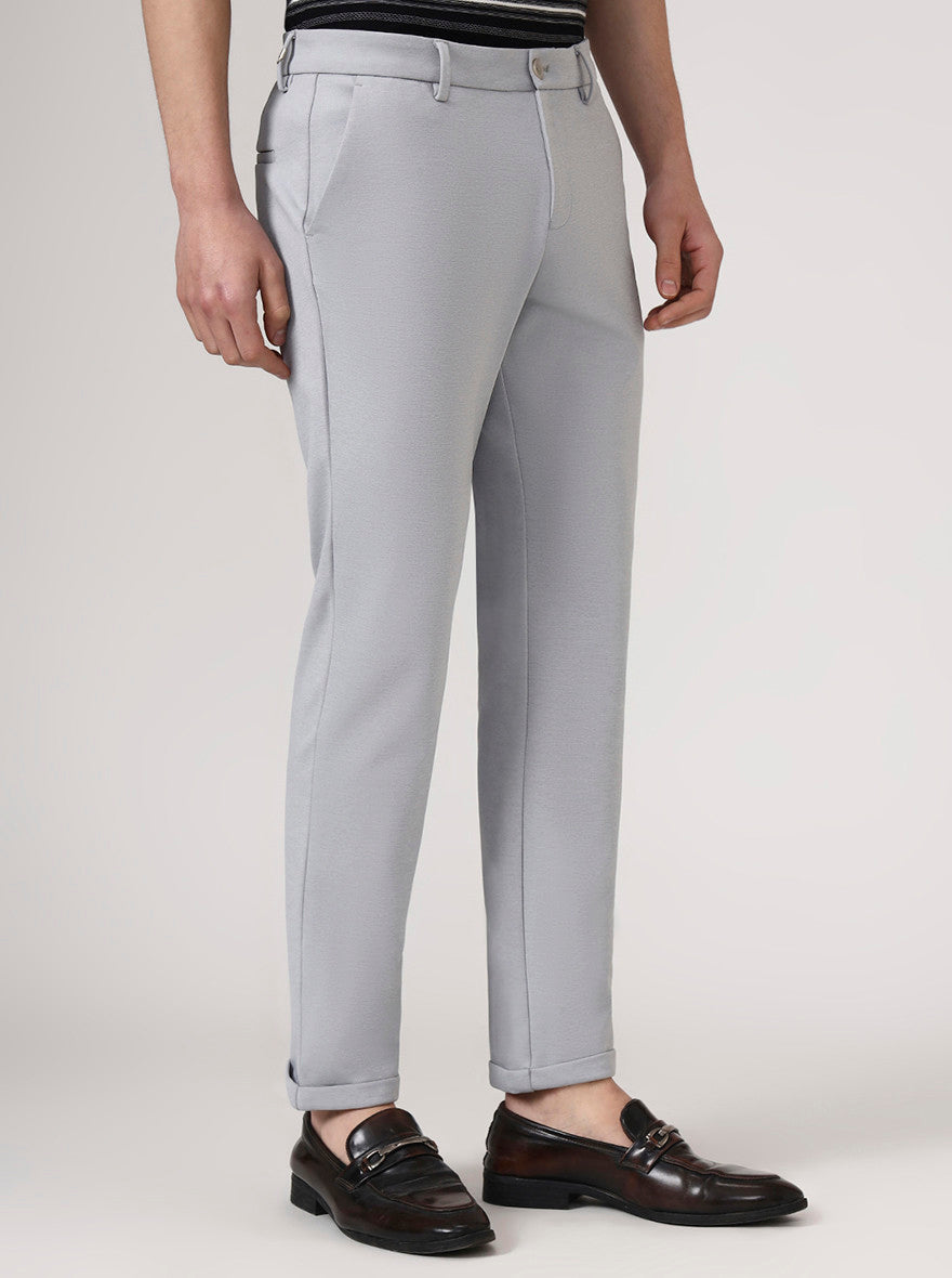 Grey Solid Venice Fit Casual Trouser | JadeBlue