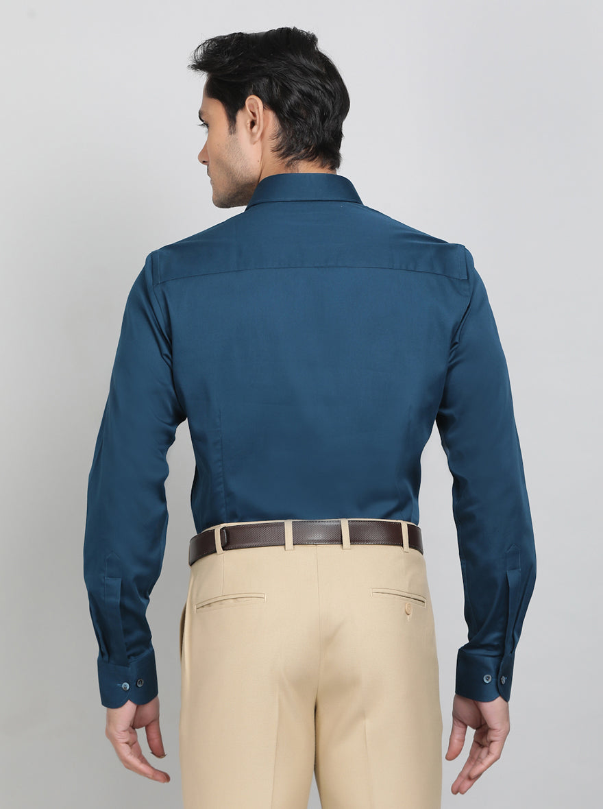 Royal Blue Solid Slim Fit Party Wear Shirt | Wyre