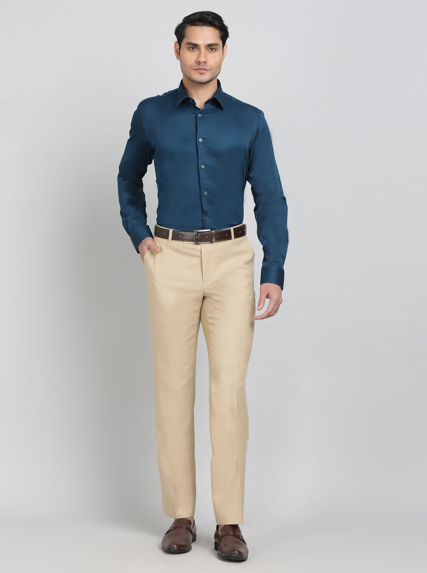 Royal Blue Solid Slim Fit Party Wear Shirt | Wyre
