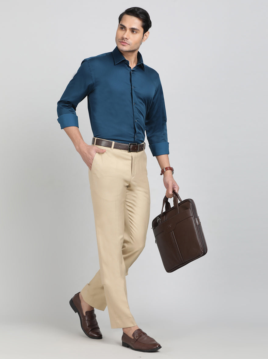 Royal Blue Solid Slim Fit Party Wear Shirt | Wyre