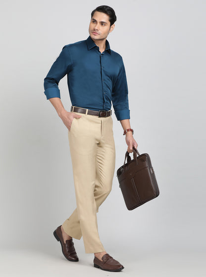 Royal Blue Solid Slim Fit Party Wear Shirt | Wyre