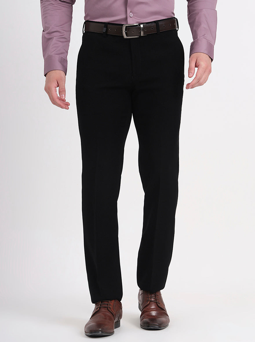 Black Solid Slim Fit Formal Trouser | JB Studio