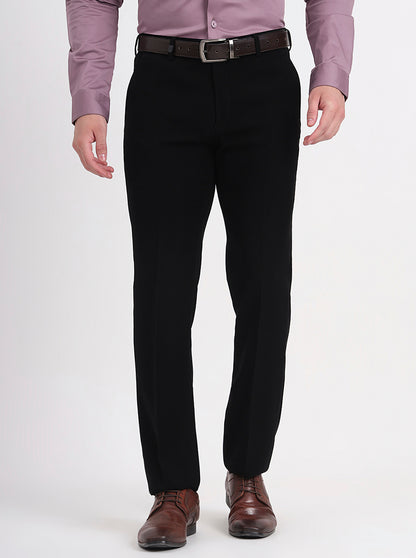 Black Solid Slim Fit Formal Trouser | JB Studio