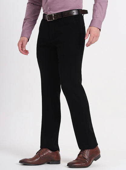 Black Solid Slim Fit Formal Trouser | JB Studio
