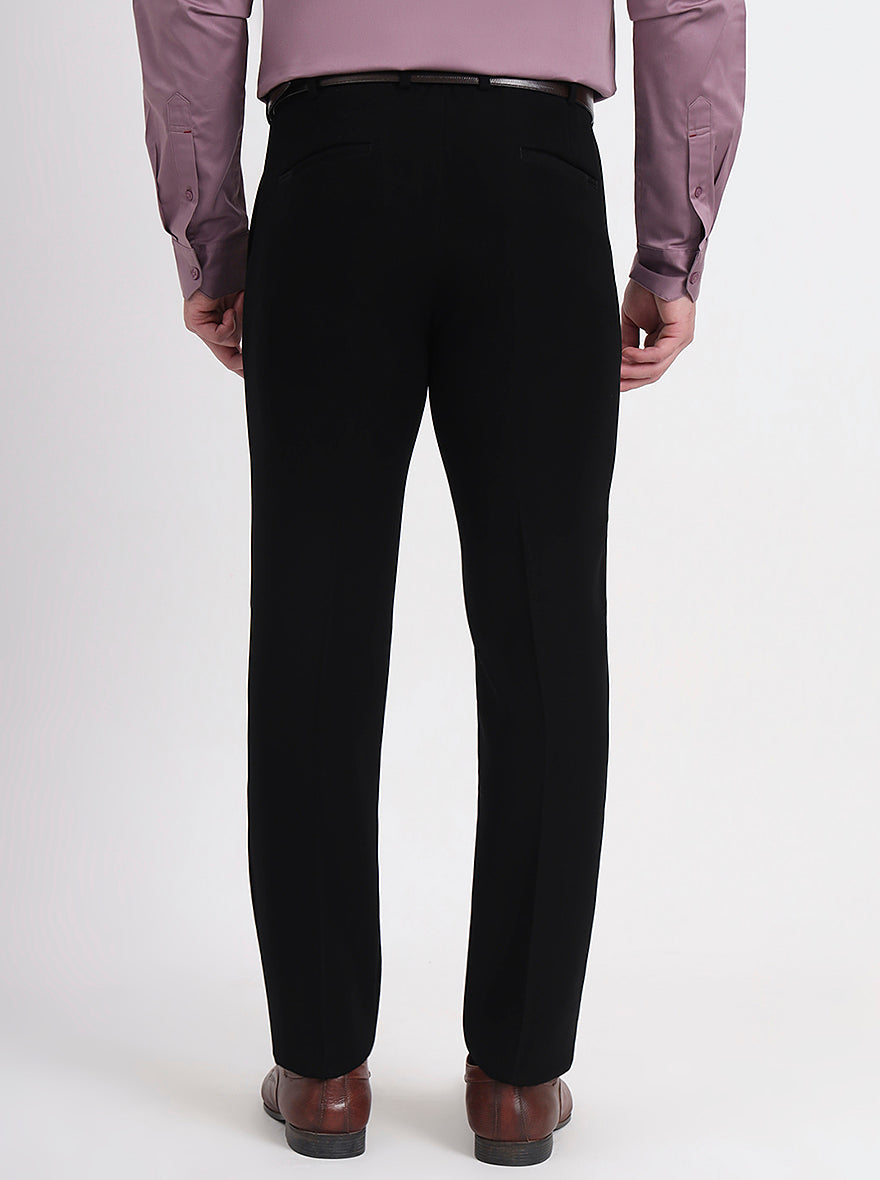 Black Solid Slim Fit Formal Trouser | JB Studio