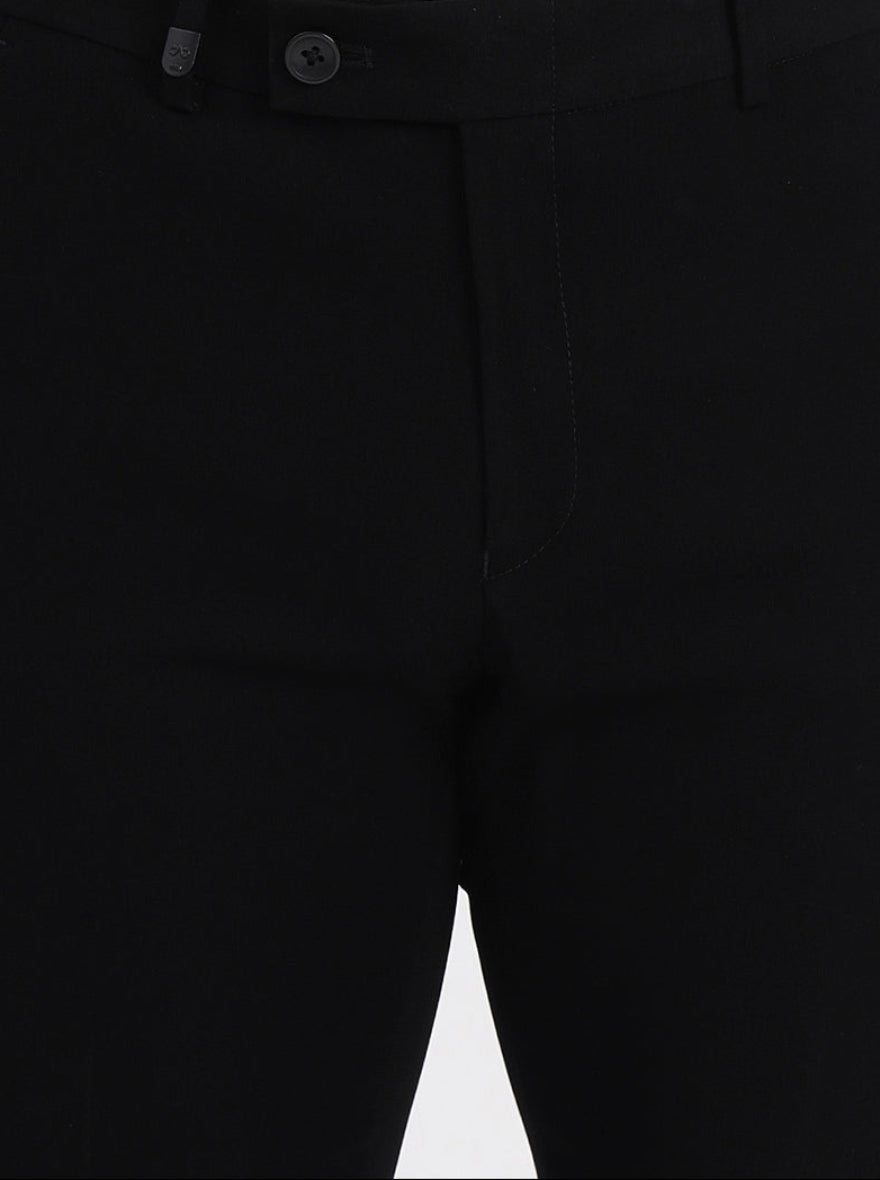 Black Solid Slim Fit Formal Trouser | JB Studio