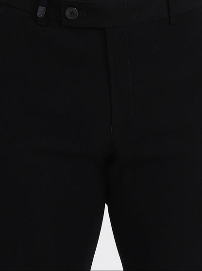 Black Solid Slim Fit Formal Trouser | JB Studio