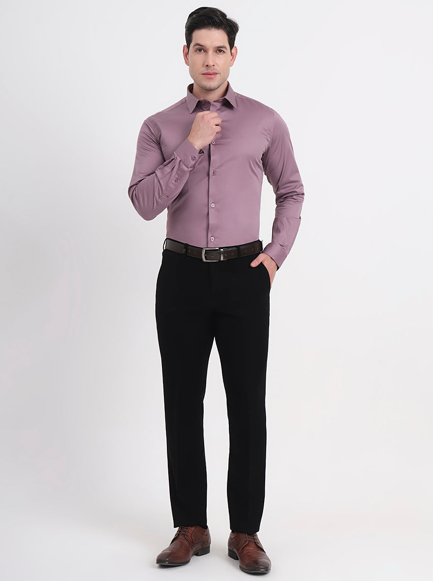Black Solid Slim Fit Formal Trouser | JB Studio