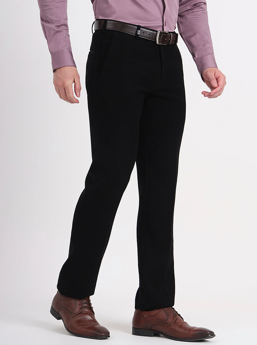 Black Solid Slim Fit Formal Trouser | JB Studio