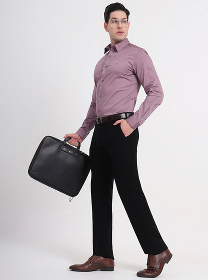 Black Solid Slim Fit Formal Trouser | JB Studio
