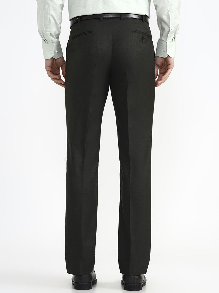 Green Solid Slim Fit Formal Trouser | JadeBlue