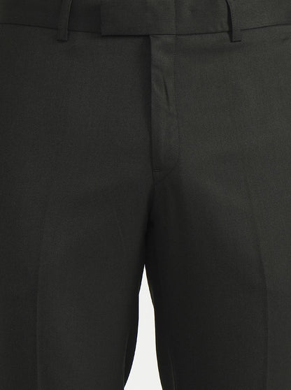 Green Solid Slim Fit Formal Trouser | JadeBlue