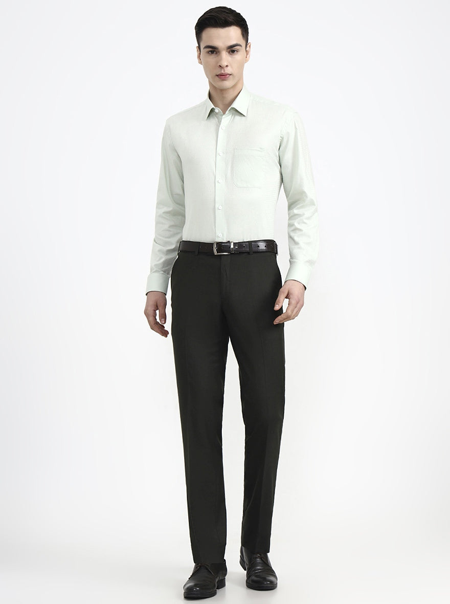 Green Solid Slim Fit Formal Trouser | JadeBlue