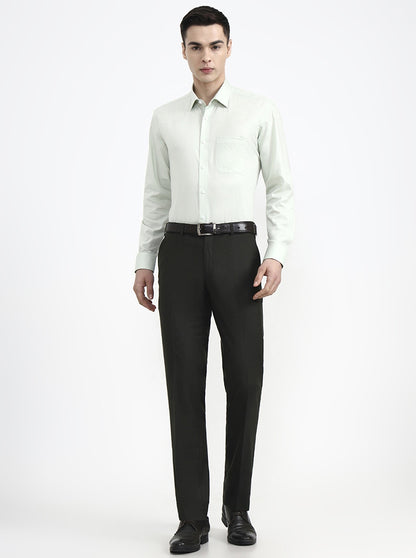 Green Solid Slim Fit Formal Trouser | JadeBlue