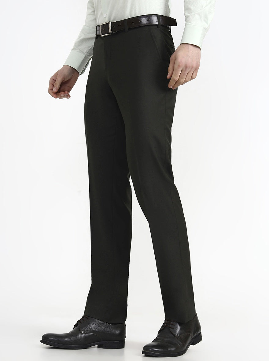 Green Solid Slim Fit Formal Trouser | JadeBlue