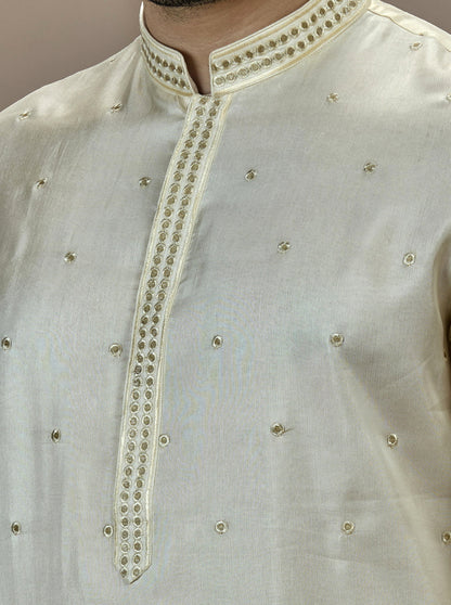 Cream Embroidered Kurta Pajama | TULA