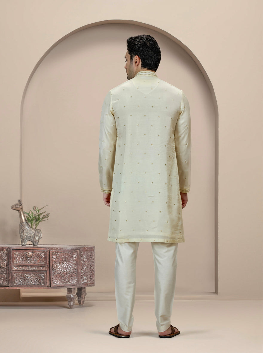 Cream Embroidered Kurta Pajama | TULA