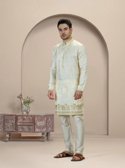 Cream Embroidered Kurta Pajama | TULA