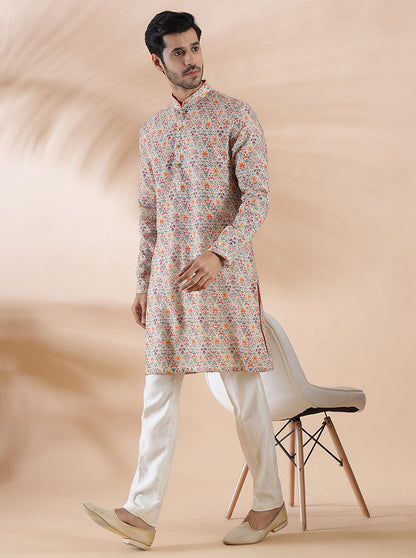 Coral Peach Cotton Blend Kurta | The Kurta Company