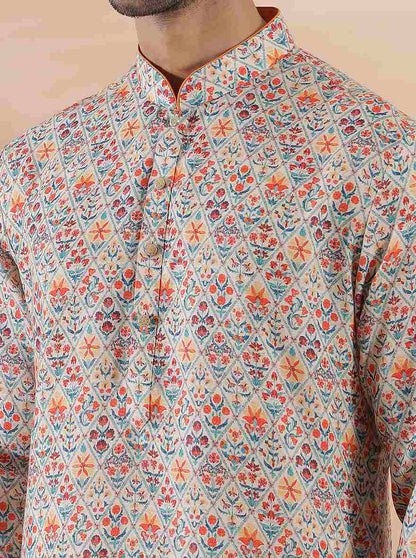 Coral Peach Cotton Blend Kurta | The Kurta Company