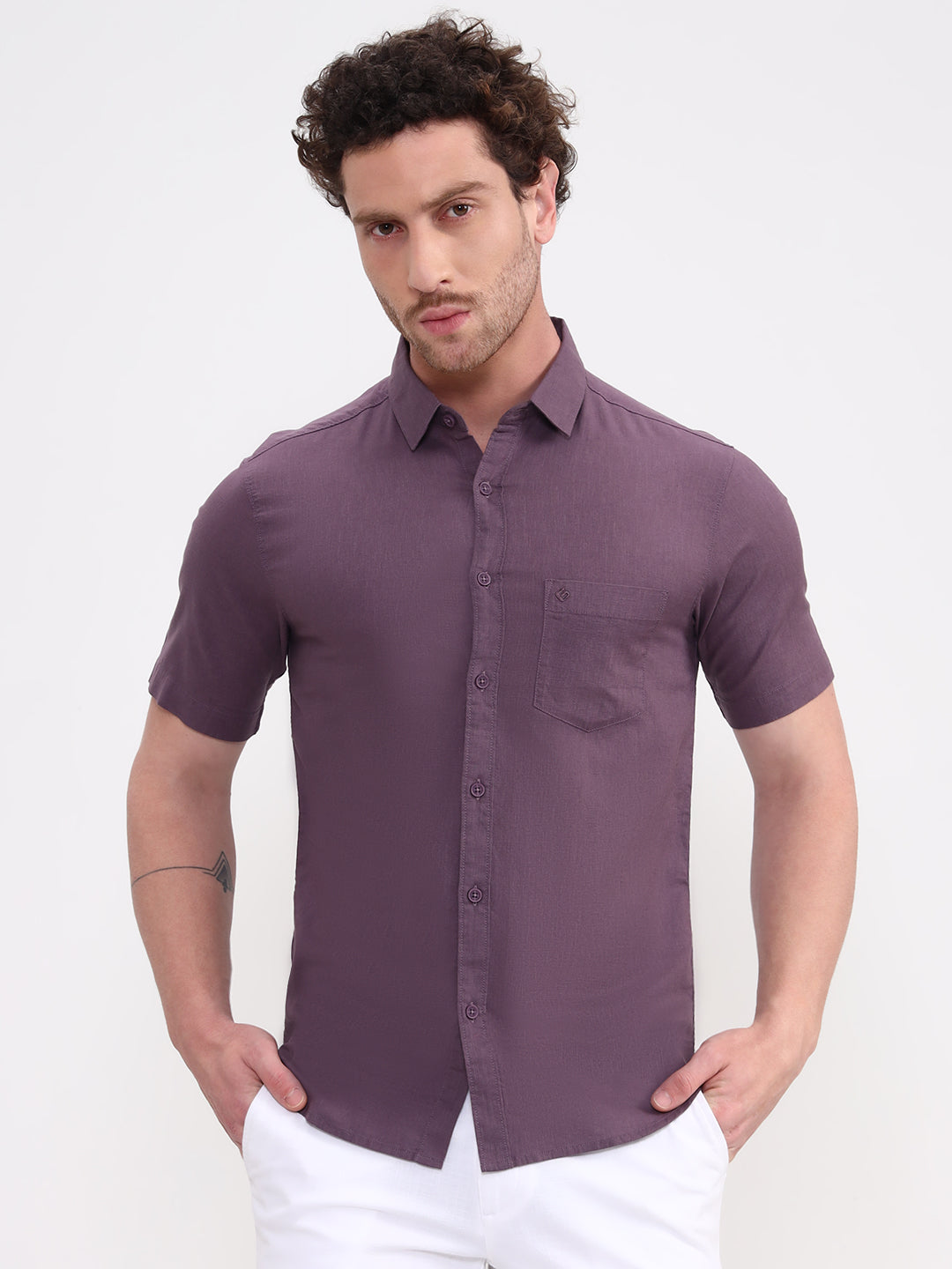 Voilet Solid Slim Fit Casual Shirt | Greenfibre