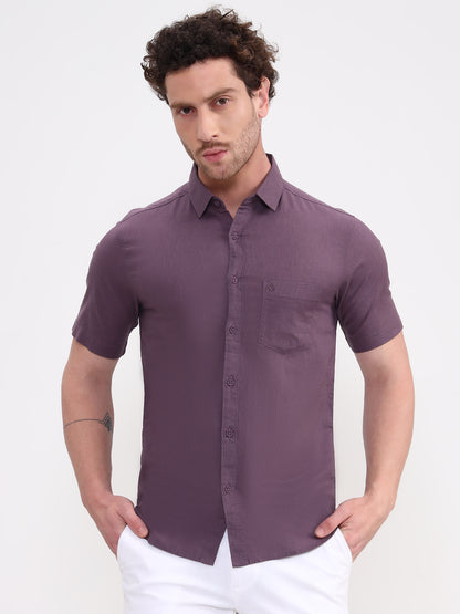 Voilet Solid Slim Fit Casual Shirt | Greenfibre