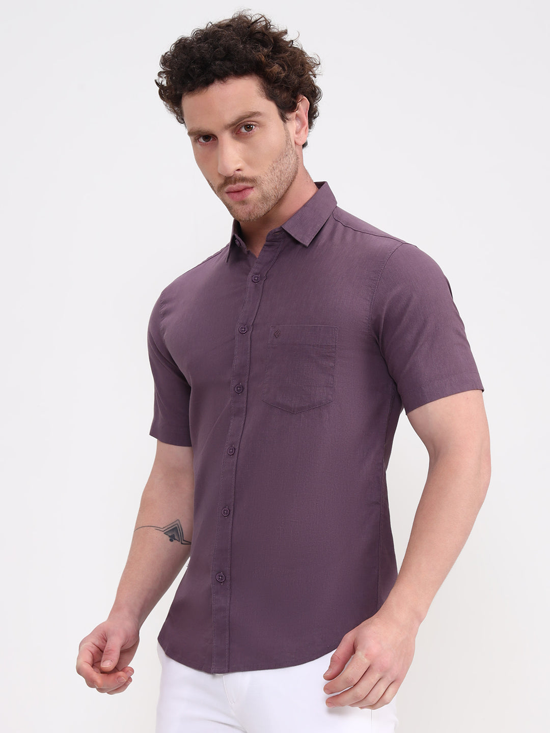 Voilet Solid Slim Fit Casual Shirt | Greenfibre