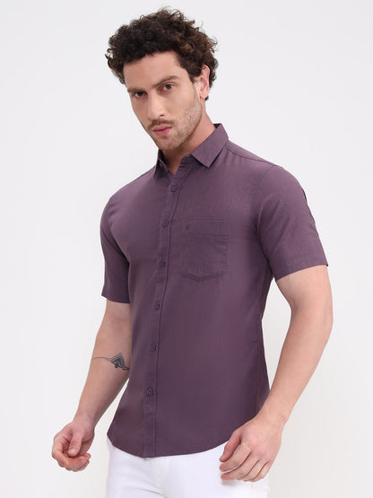 Voilet Solid Slim Fit Casual Shirt | Greenfibre